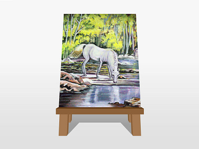 Watercolour _Horse Painting:EngineerBabu background digital painting engineerbabu forest horse illustration painting rock water