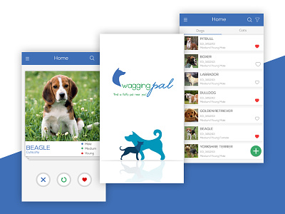 WaggingPal App:EngineerBabu adoptation android cat app dog app flat design graphic iphone material design uiux vector waggingpal