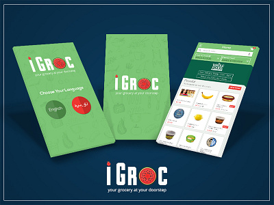 IGROC E-commerce app:EngineerBabu android e commerce flat design graphic grocery igroc app iphone material design uiux vector