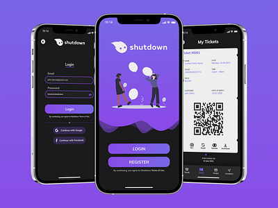 Shutdown - Festival App UI/UX android app branding design graphic design illustration ios logo mobile mockup ui ux vector xd