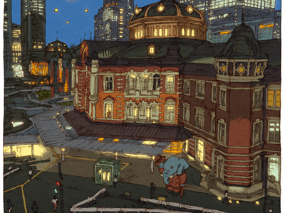 100 views of Tokyo/Tokyo station(Marunouchi) japan sightseeing tokyo ukiyoe