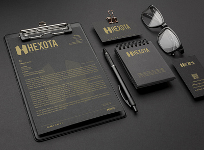 Hexota Logo Branding। Corporate Stationery Design brand identity branding business business card corporate branding corporate flyer fashion graphic design graphic designer letterhead design logo social media kit social media post design stationery design sticker design ui vector