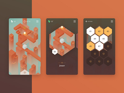 Cube Journey - Isometric Game Interface & 3D 3d app cube design gamedesign geometric graphic design interface isometric level design mist mobile pixel rotation ui ux