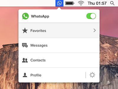 Whatsapp Yosemite OSX app icons mac menubar minimal osx popover transluency ui ux whatsapp yosemite