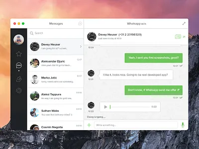 WhatsApp for Mac (Yosemite) application design green mac messenger minimal osx ui ux whatsapp white yosemite