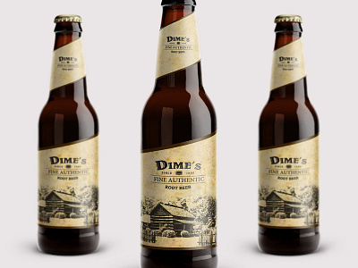 Dime's Beer beer bottle illustration label design logo design