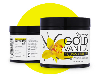 Gold Vanilla icon design illustration label design organic vanilla powder