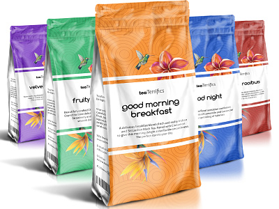 Tea Packaging colorful design flower illustration geometric art illustration label design package design