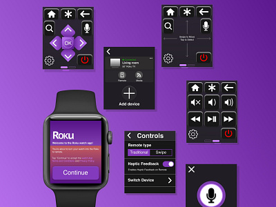 WatchOs Roku Remote App design purple remote roku ui ux watchos