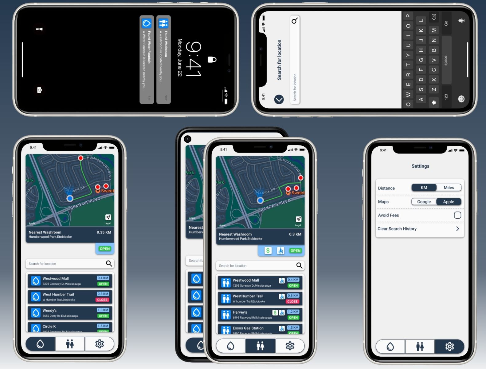 Washroom and Waterfountain finder by Harsh Patel on Dribbble