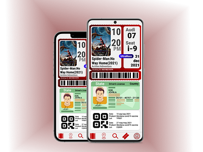 COVID-19 vaccination verification with movie ticket and ID android app apple covid covid 19 design google mobile movie ticket ui usability ux vacination verification