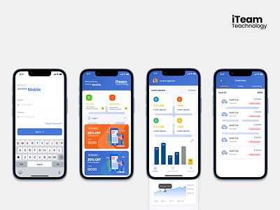 iTeam Tech Project 1 branding cards deshboard design ios login mobile ui ux