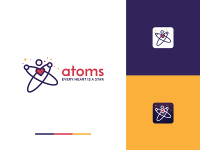 Atoms - Every heart is a star | App Logo Design app atoms branding design enwebo heart icon illustrator logo ui vector