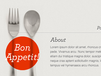 Bon Appetit! take 2 blog fork red redesign spoon tan