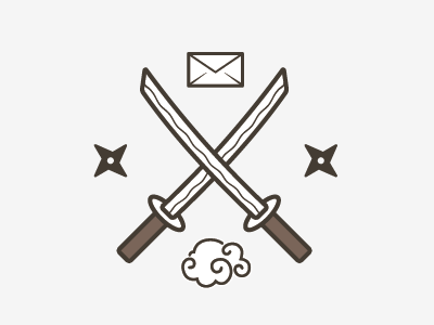Protectors of email! cloud email icons katana ninja stars unused concept