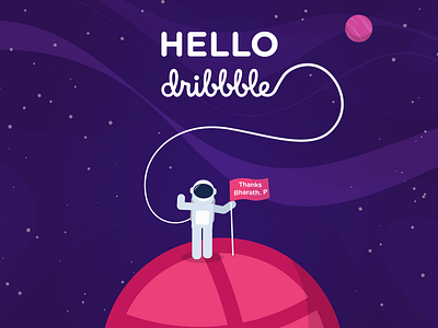 Dribbble Shot 01 dribbble first flag flat invite planets rocket shot space stars