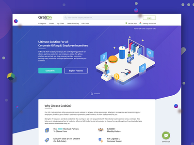Corporate Gifting Page bulk corporate gift card gifts interface isometric landing page ux ui website