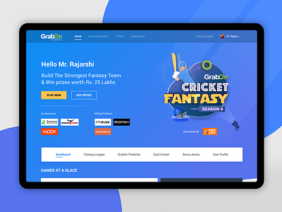 Cricket Fantasy Contest branding contest cricket cup fantasy game illustration interface ipl landing page logo play ux ui website winners world cup