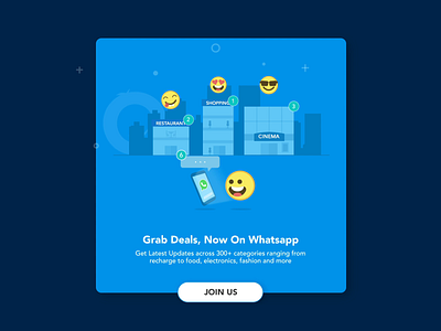 GrabOn Whatsapp Deals chat coupons deals discounts emoji join notification offers smiley whatsapp