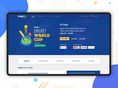 Cricket World Cup Contest contest cricket interface landing page logo player ux ui website winners worldcup