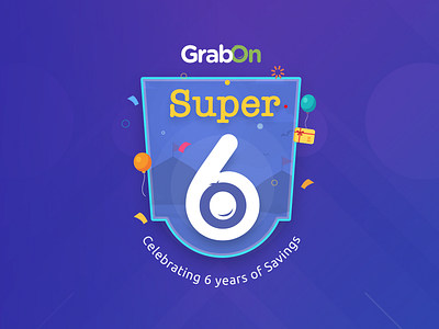 GrabOn Anniversary Badge anniversary badge branding creative graphic logo six super