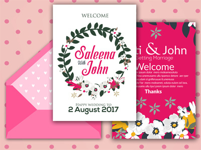 Wedding Invitation greeting invitation mock up nature pattern pink postcard spring template valentine day wedding