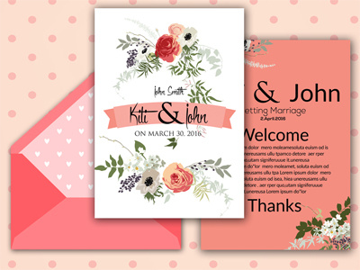 Floral Invitation Card married minimalist party print psd rsvp simple template vintage wedding wedding card