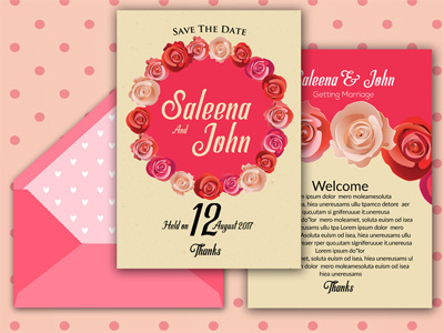 Multi Use Invitation Card greeting invitation mock up nature pattern pink postcard spring template valentine day wedding