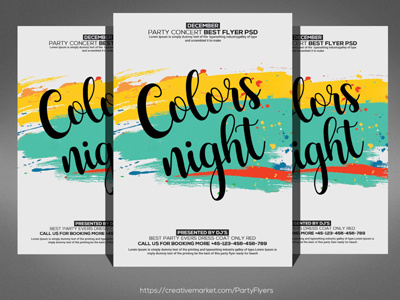 Color Night Party Flyer flower graphic illustration image leaf ornament retro spring summer vector