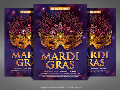 Mardi Gras Flyer carnival fest festival mardi gras flyer