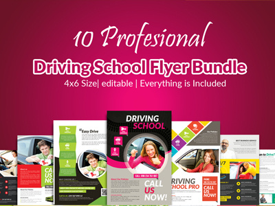 10 Learn Driving School Flyer Bundle