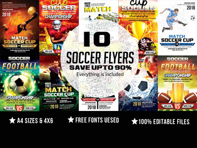 10 Soccer Match Flyer Bundle