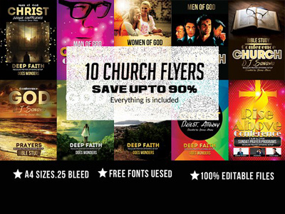 10 Church Flyer Bundle 10 church flyer bundle agency blue business business corporate agency flyer business flyer clean company