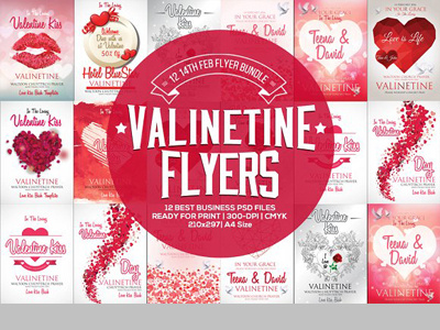 12 Valentine Flyers Bundle 12 valentine flyers bundle business business flyer clean company corporate business flyer valentines day flyer