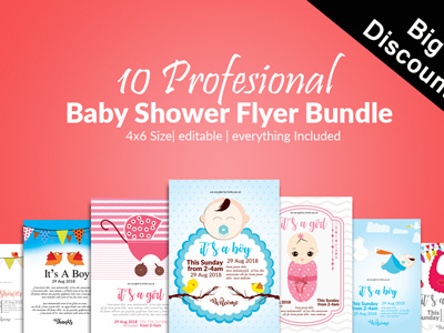 10 Baptism Baby Shower Invite Bundle