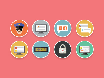 Flat icons clean flat flat design icon icons illustration moderation password polls qa social media tickers