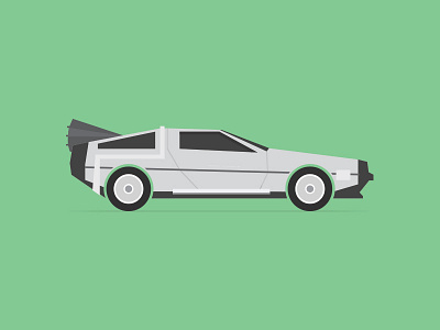 Flat DeLorean flat illustration