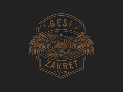 Gęsi Zakręt badge branding design house illustration logo type typography vintage wings