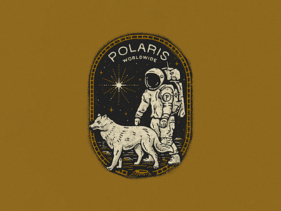 Polaris astronaut badge branding cosmos illustration logo star tshirt type typography vector wolf