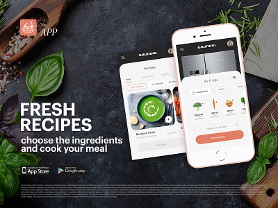 Grundig Fresh Recipes App app app design cook freshfruit freshfruitbaskets fridge green grundig kitchenapp meal ui ux