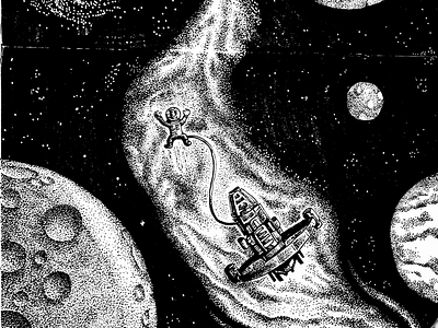 Lost in space black dot drawing ink