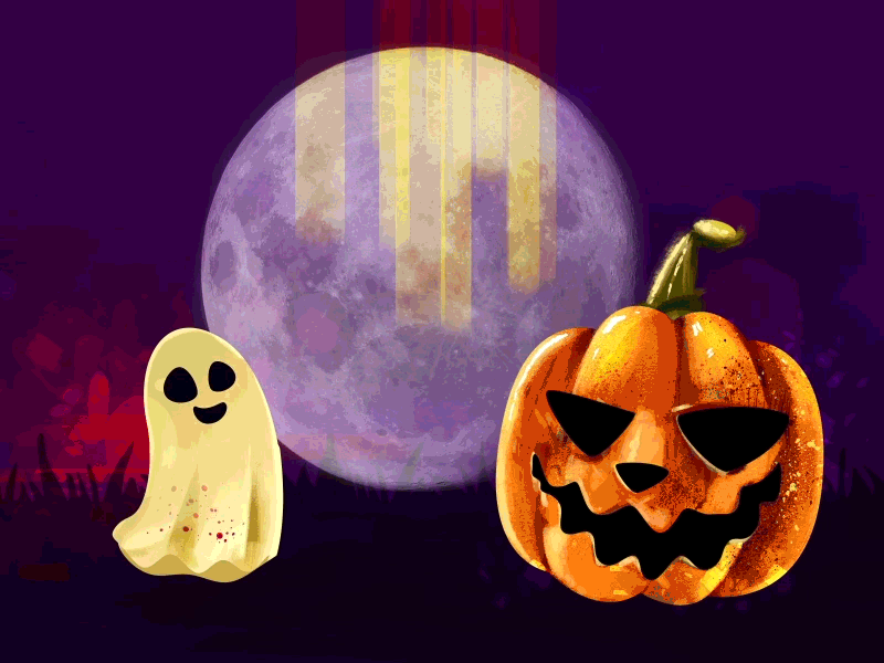 Halloween 2d animation after effects ghost halloween pumpkin scary