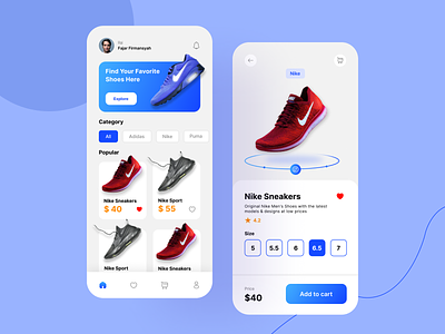 Shoes App - UI Mobile Apps animation apps branding graphic design mobile shoes shop ui