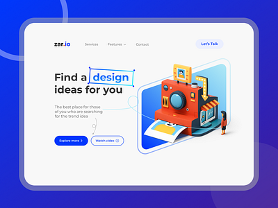 Zar.io - Design Inspiration 3d android animation blue branding design developer graphic design inspiration minimalist mobile ui webiste