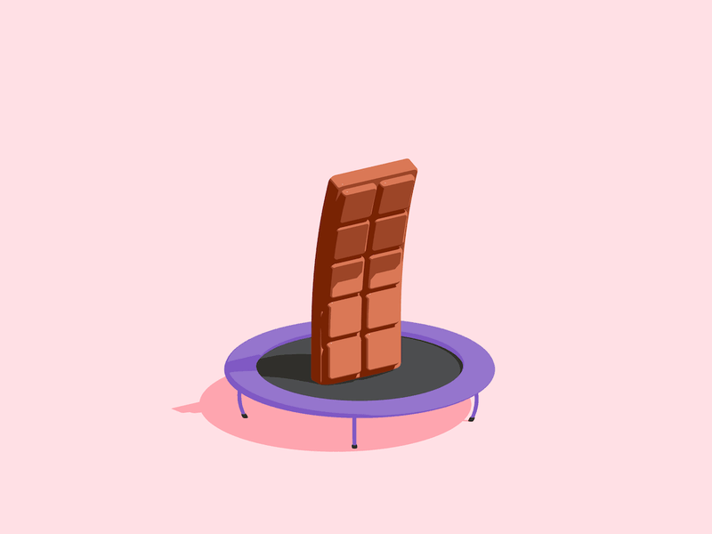 🍫🍫🍫 animation bounce c4d chocolate cinema 4d jump kawaii sketch and toon trampoline