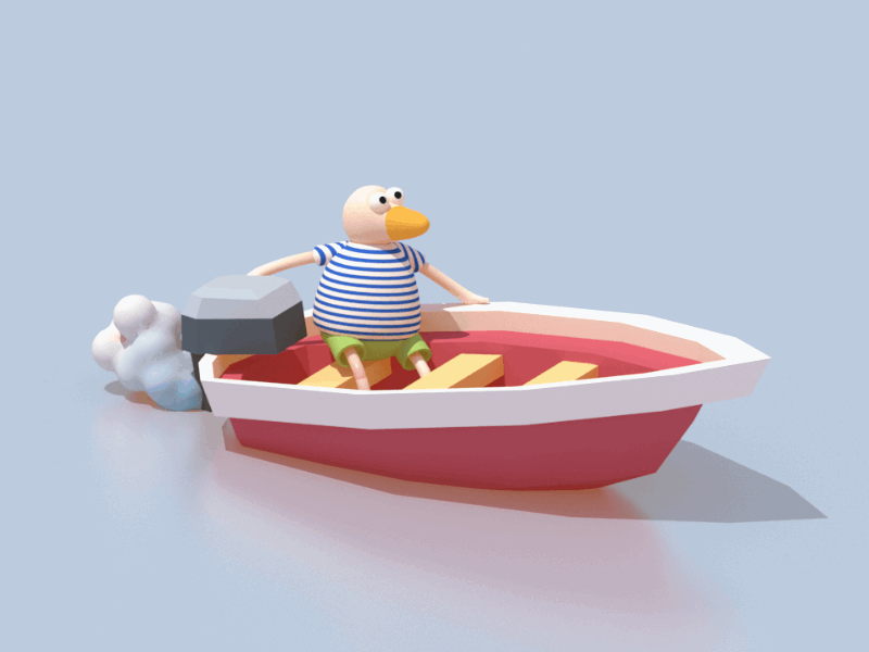 Motorboat boat c4d character cinema 4d duck kawaii lake motorboat