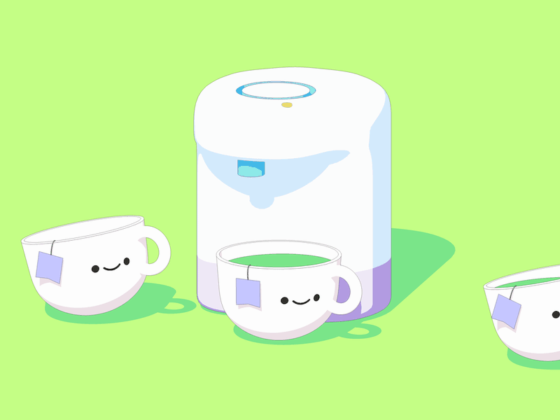 Self-service 🍵🍵🍵 c4d cinema 4d english breakfast greentea kawaii latte matcha matcha latte sketch and toon tea