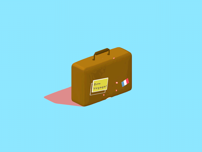 Save to travel! cinema4d sketch and toon morph paris piggybank suitcase travel