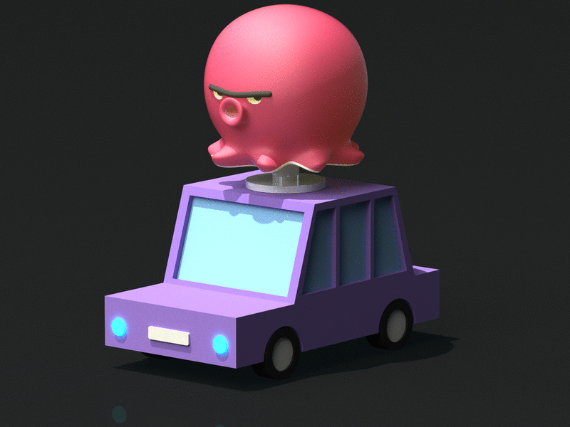 Purple Car and octopus c4d car cinema4d kawaii octopus purple tako