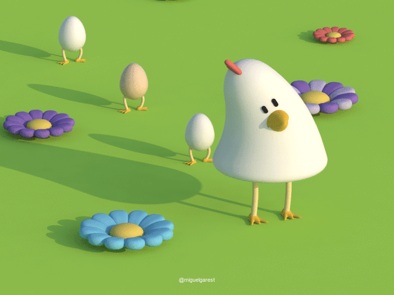 Chicken And Eggs animation c4d chicken chickens cinema 4d egg kawaii tamago